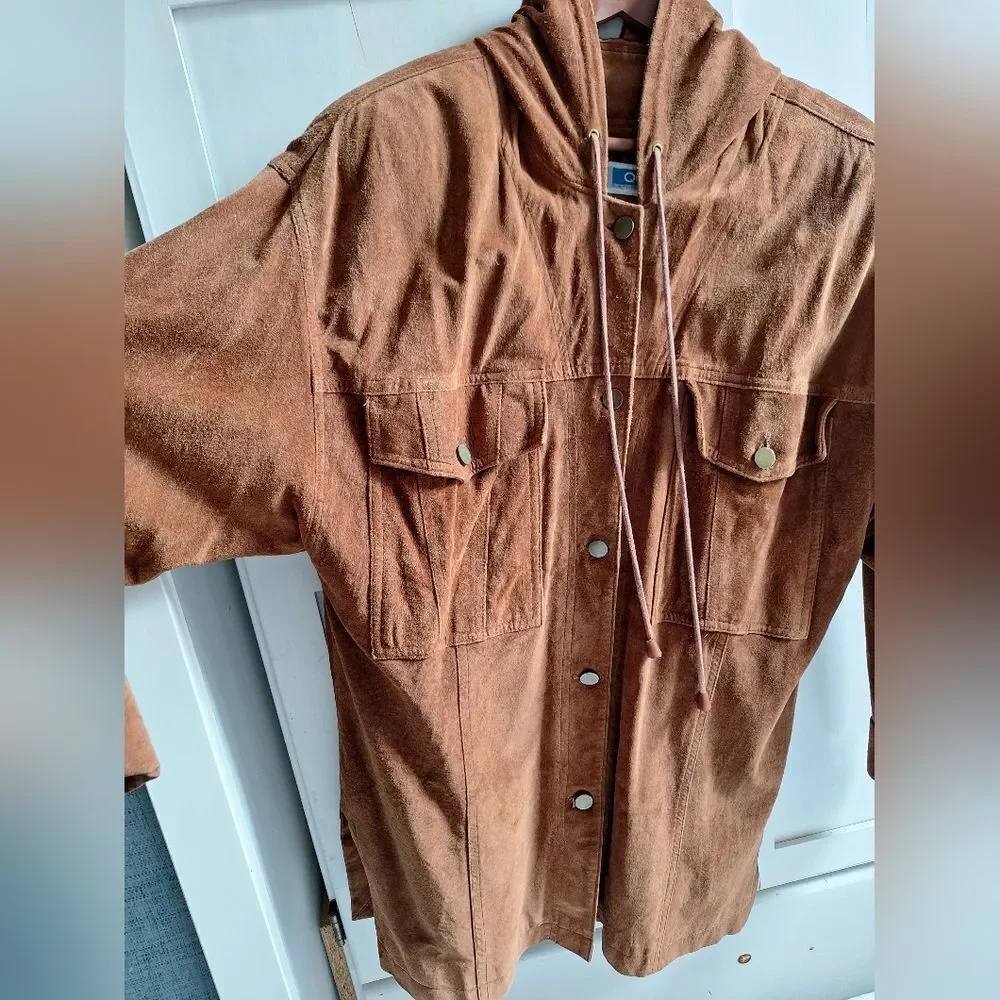 Golden Brown Suede Button-Up Jacket Small
